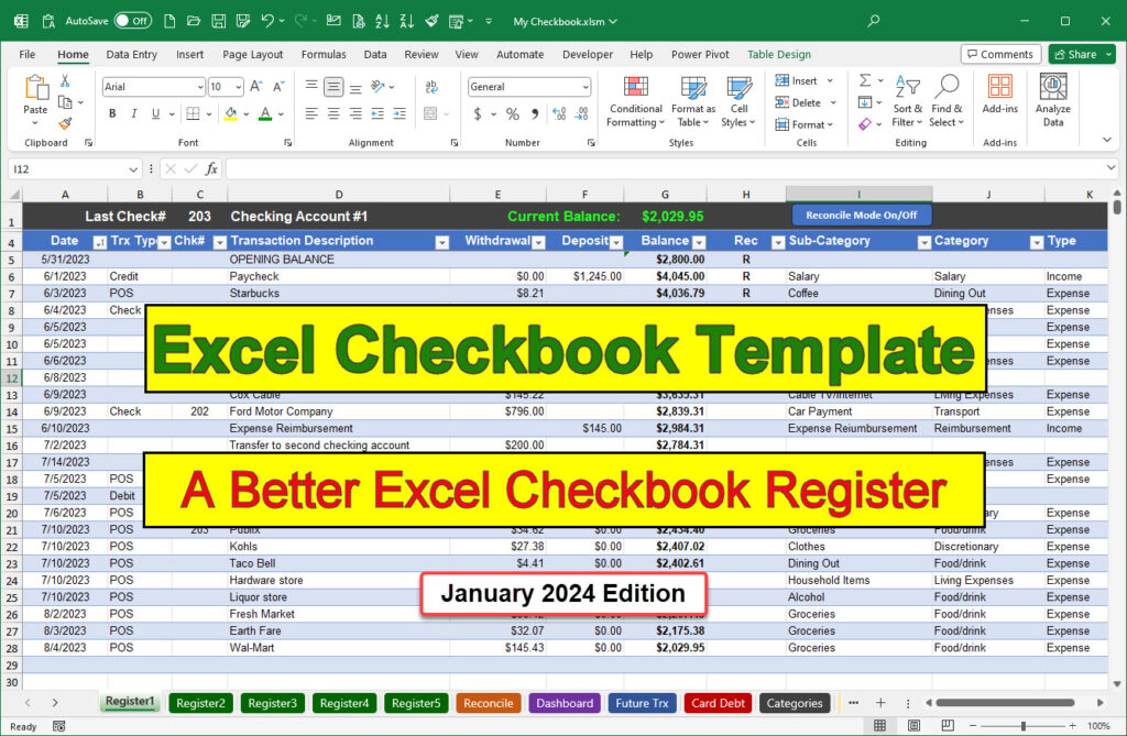 Home - Excel Checkbook Templates