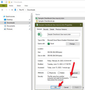 How to Unblock the Excel Checkbook Register file after download - Excel ...
